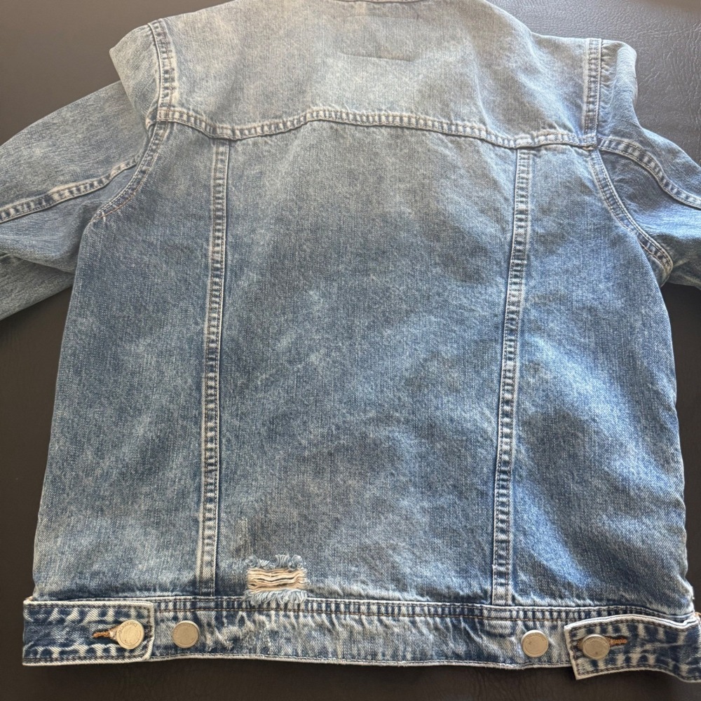 BLANKNYC Womens Blue Distressed Denim Trucker Jacket Medium Wash 23U-9545NOR M - Picture 5 of 5